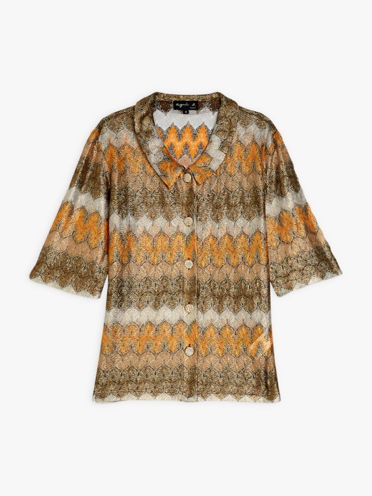 Gold Laminated Raschel knit DO MCDE shirt_1