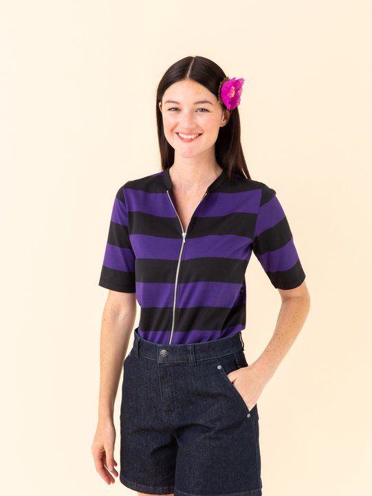 black and dark purple wide stripes Brando Zip t-shirt_11