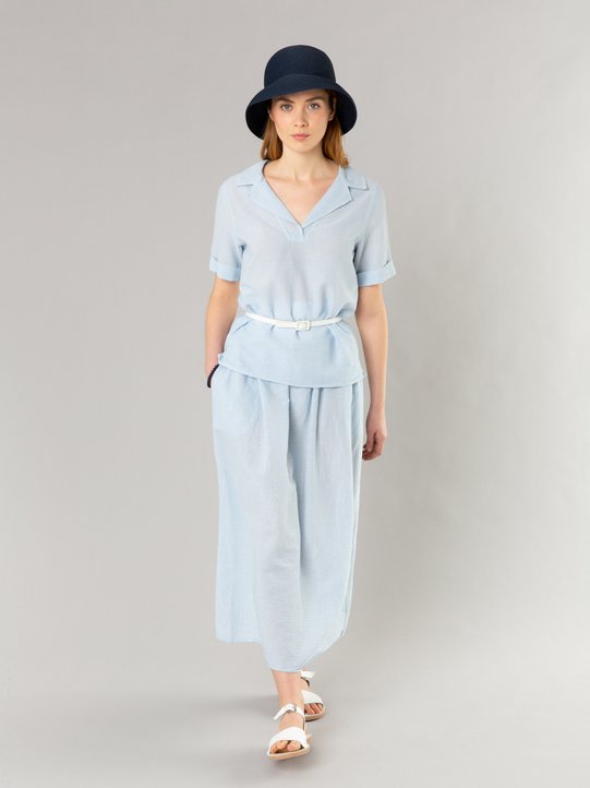 light blue striped cotton crepe EloÃ¯sa skirt_11