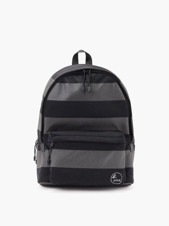 black and grey striped backpack_1