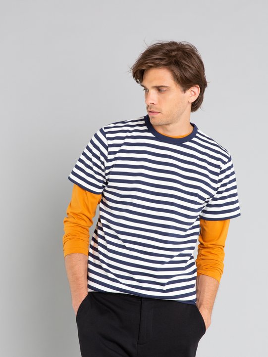 blue and off white short sleeves striped Coulos t-shirt_11