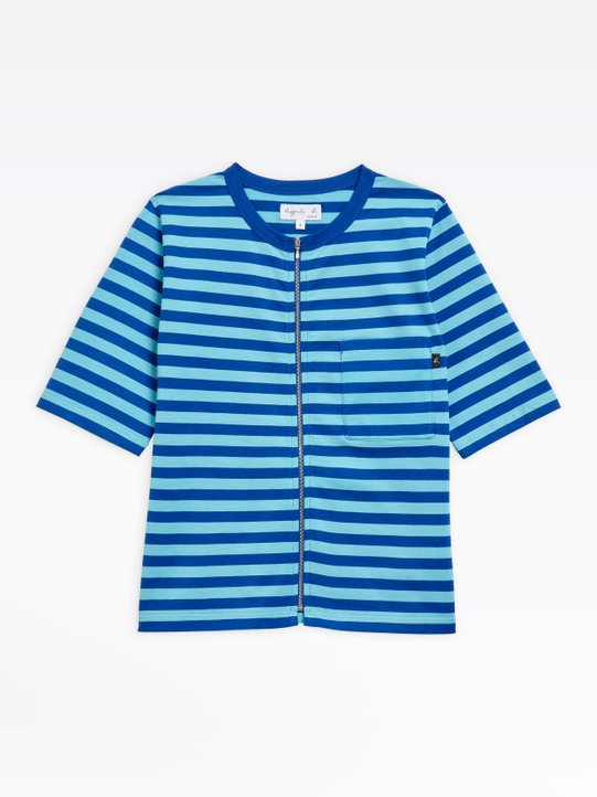 royal blue and turquoise striped zip brando t-shirt_1