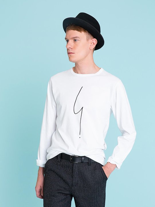 white long sleeves Coulos "irony mark" t-shirt_11