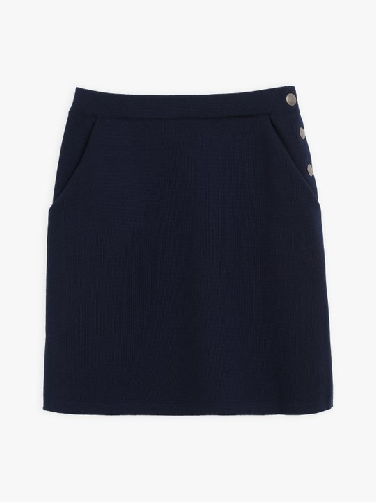 navy blue merino wool mini skirt_1