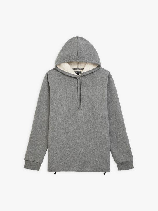heather grey cotton fleece Hoody sweatshirt_1