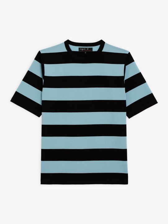 black and turquoise blue Chic t-shirt with wide stripes_1