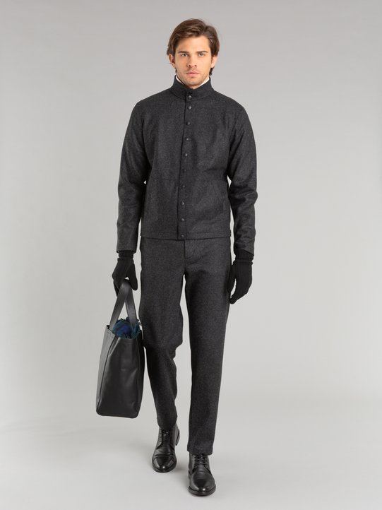 mottled black wool jersey Motor trousers_11
