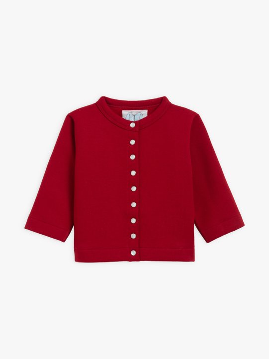 dark red baby cotton fleece snap cardigan_1