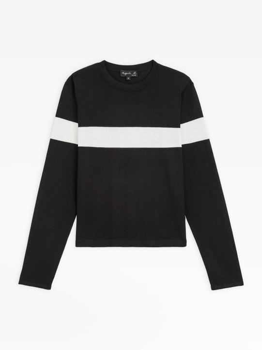 black and white Rayure jumper with lurex_1
