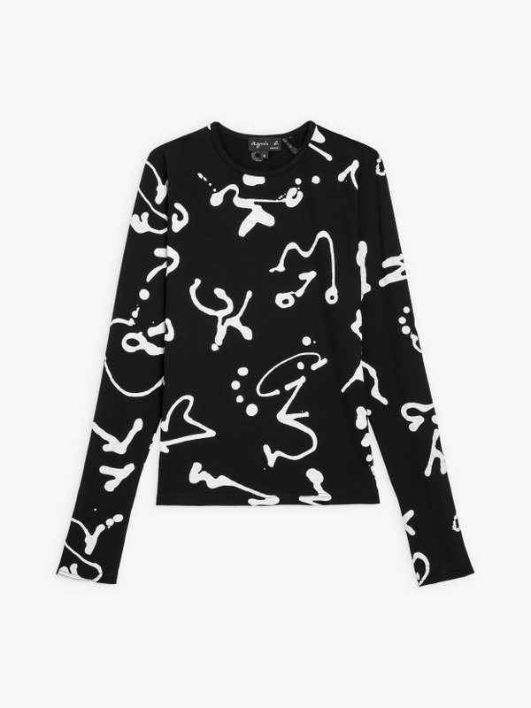 black and white Hiraku Suzuki artist mittens Evening t-shirt_1