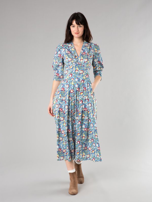 blue floral pattern dress_11