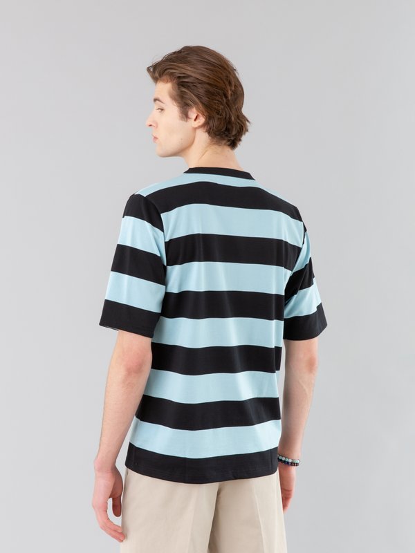 black and turquoise blue Chic t-shirt with wide stripes_14
