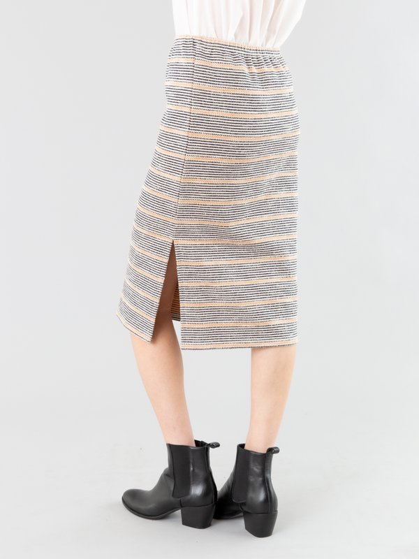 striped Tuyau side slit skirt_13