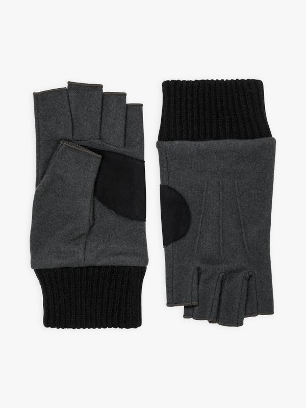 heather grey wool and leather Eddy fingerless gloves_1