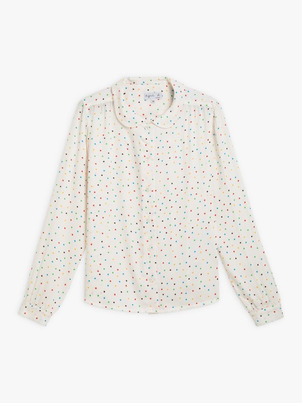 cream polka dot print Rebecca shirt_1