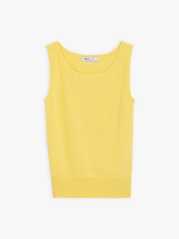 yellow sleeveless fine jumper_1