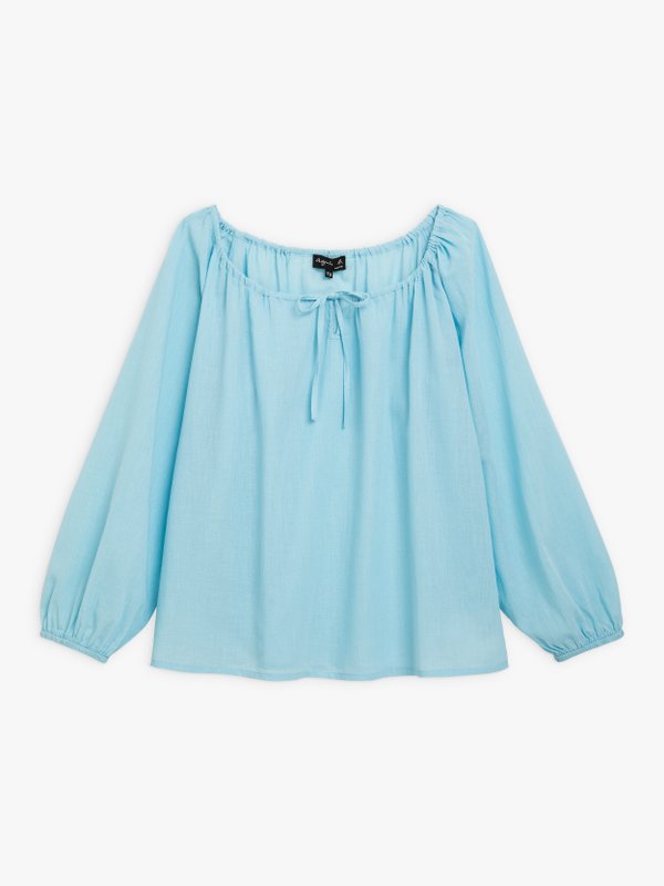 turquoise blue cheesecloth Pacha blouse_1