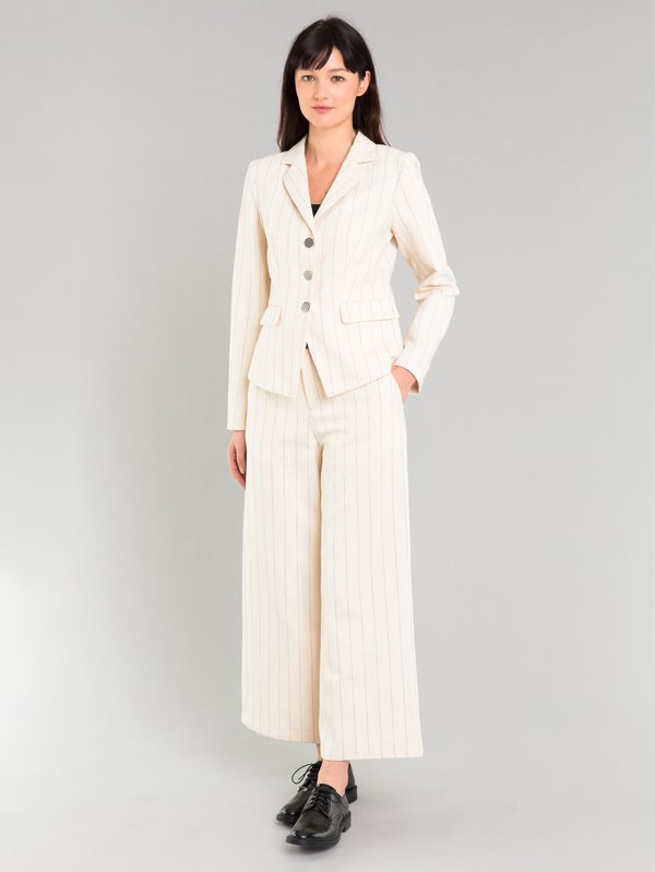 beige cotton and linen striped wide leg trousers_11