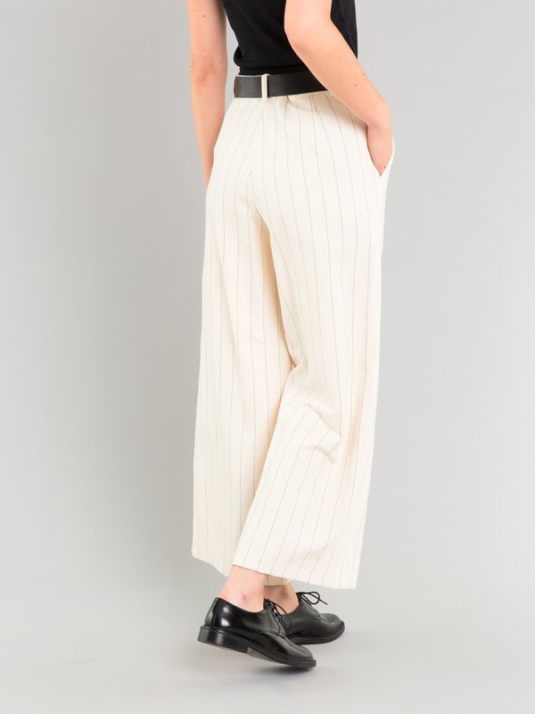 beige cotton and linen striped wide leg trousers_14