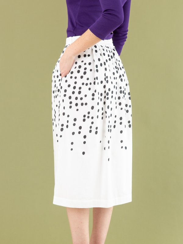 white and black Ceriz skirt with polka dot print_13