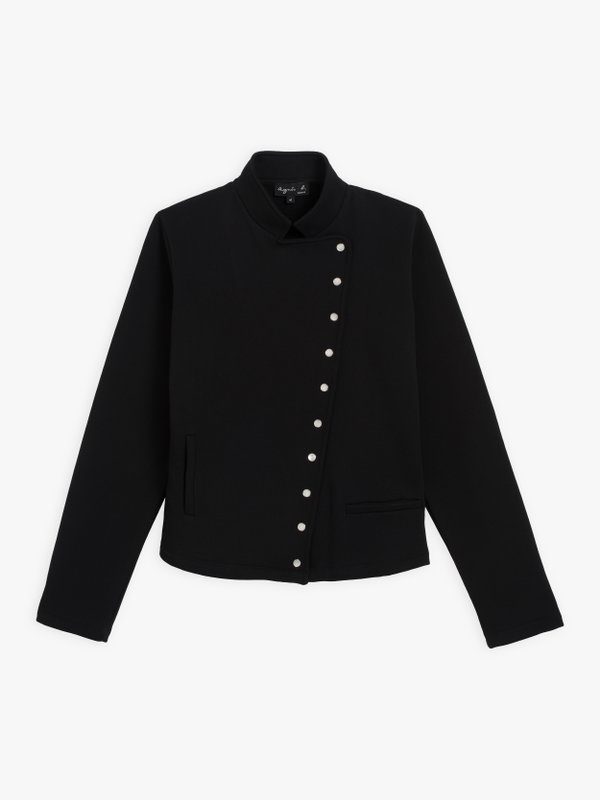 black cotton fleece snap Fifre jacket_1