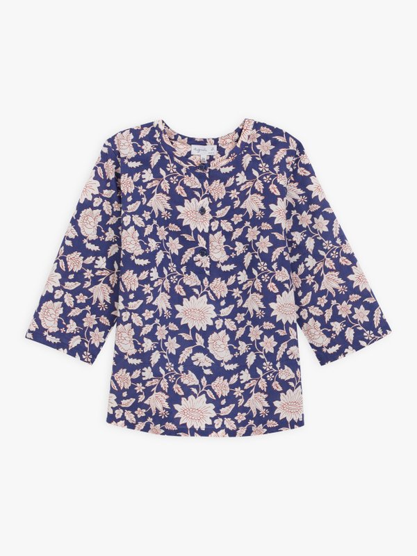 dark blue blouse with floral print_1