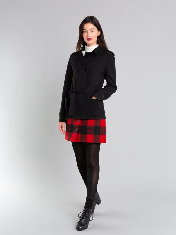 black merino wool Trench jacket_12