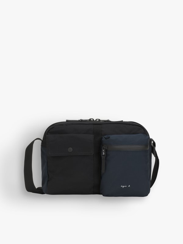 black and blue technical nylon shoulder bag_1