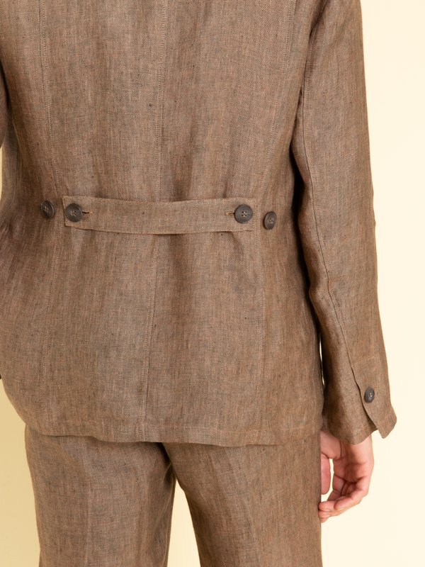 brown organic linen safari jacket_14