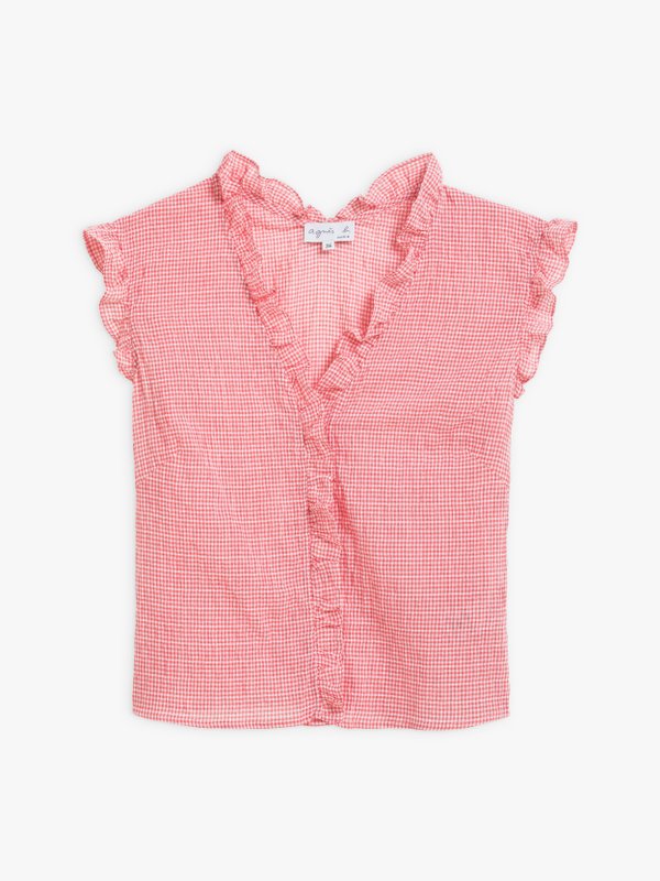 pink gingham cotton crepe mohea shirt_1
