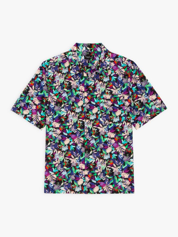 black and turquoise floral print Magnum shirt_1