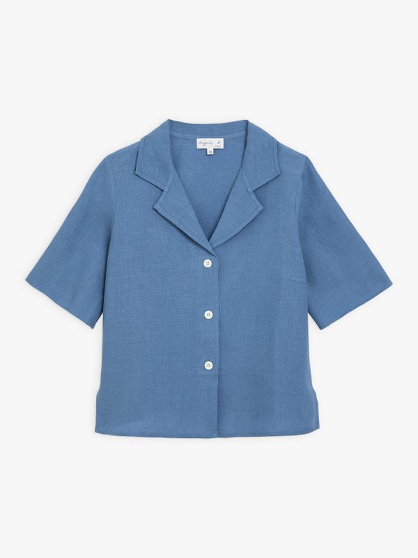 Persian blue linen Lysette shirt_1