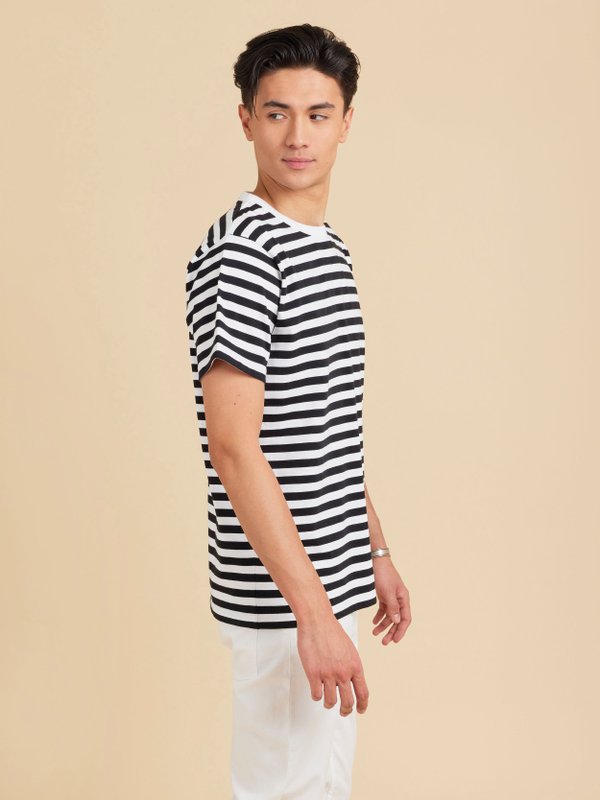 black and white short sleeves striped Coulos t-shirt_12