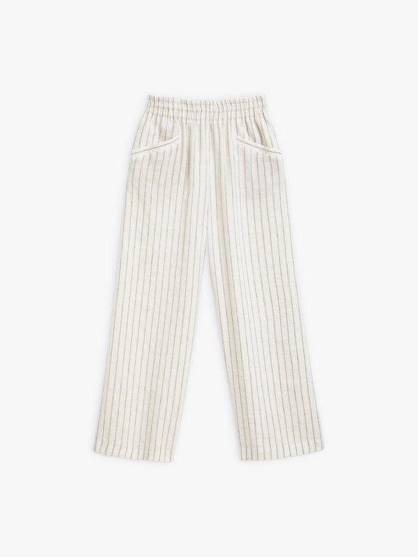 off white and grey-beige striped Moulin trousers_1