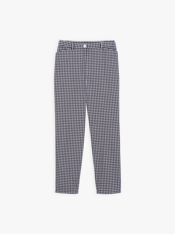 navy blue and white gingham elvy trousers_1