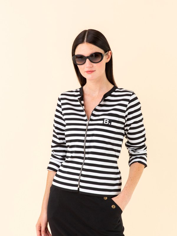 black and white striped Brando Zip t-shirt_11