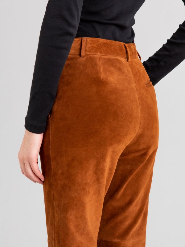 cinnamon suede leather Lou trousers_13