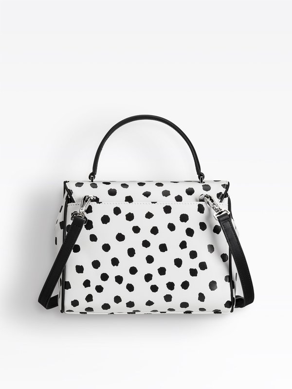 white dots print leather handbag_3