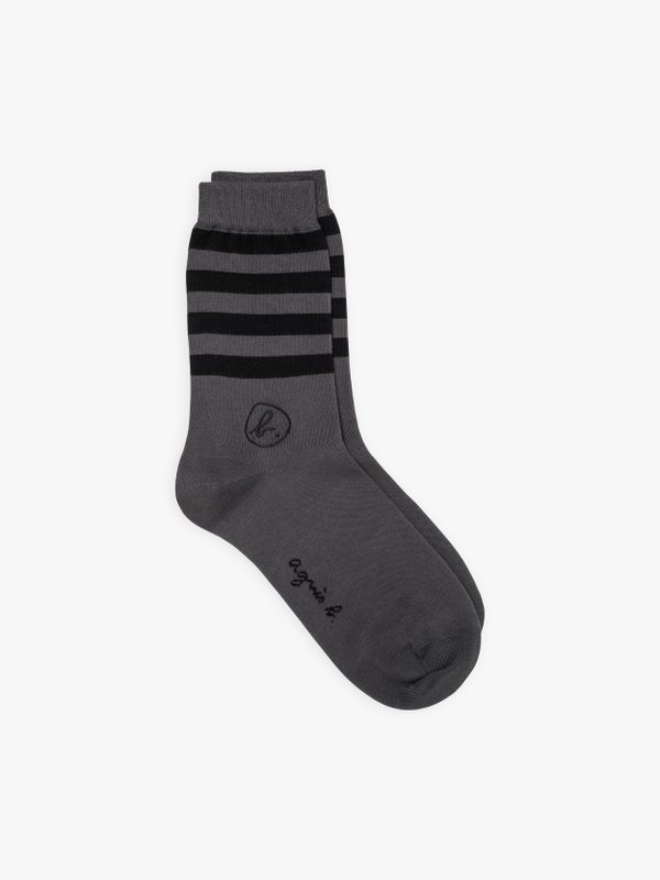 anthracite and black striped logo socks_1