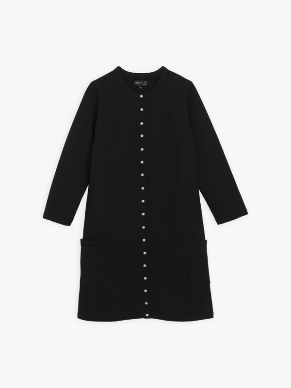 black cotton fleece snap dress_1