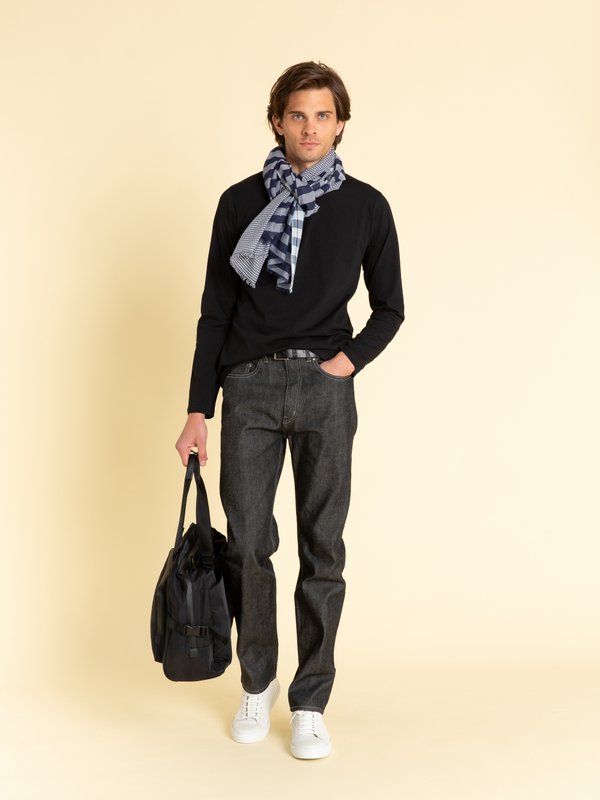 #1 men slim selvedge black jeans_11