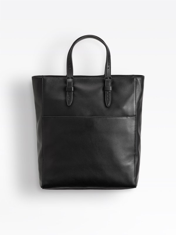 black smooth leather shopping bag_3