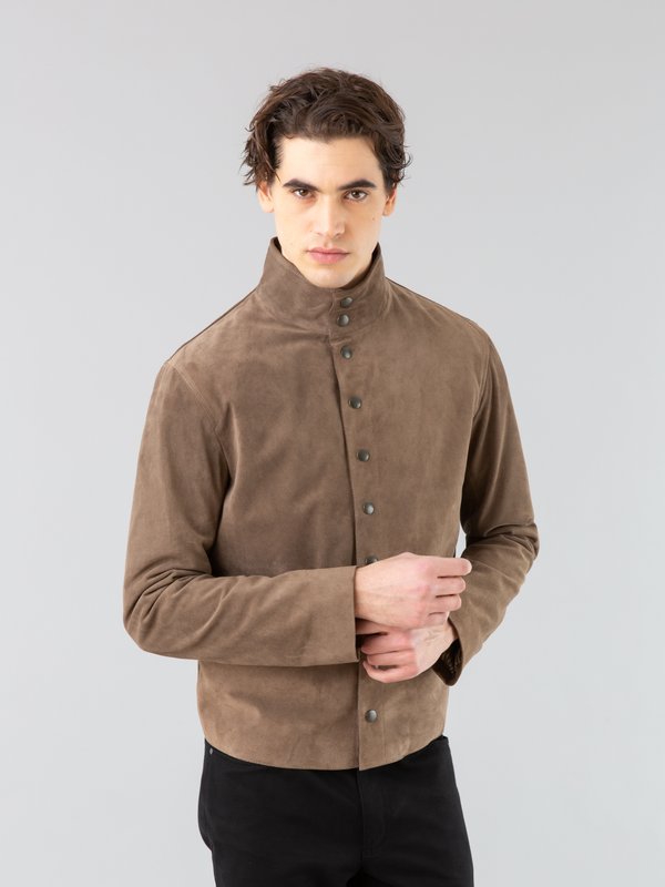 dark beige suede leather New Yvan snap jacket_11
