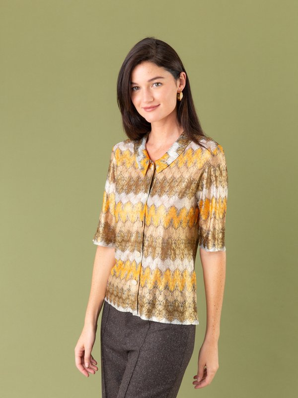 Gold Laminated Raschel knit DO MCDE shirt_13