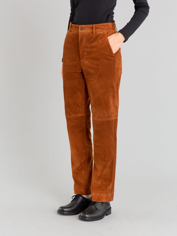 cinnamon suede leather Lou trousers_12