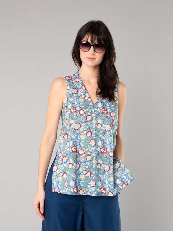 blue sleeveless floral top_11