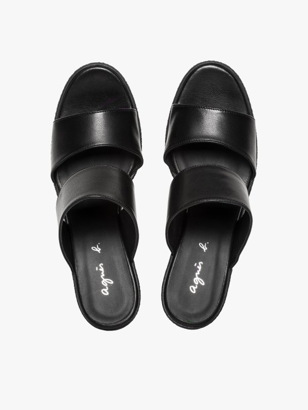 black leather Annaflore slide sandals_3