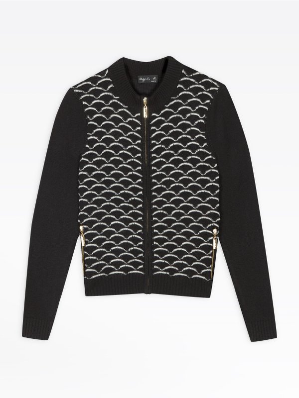 black contrasting jacquard weave tamara jacket_1