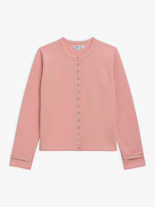 pastel pink cotton fleece Rosana snap cardigan_1