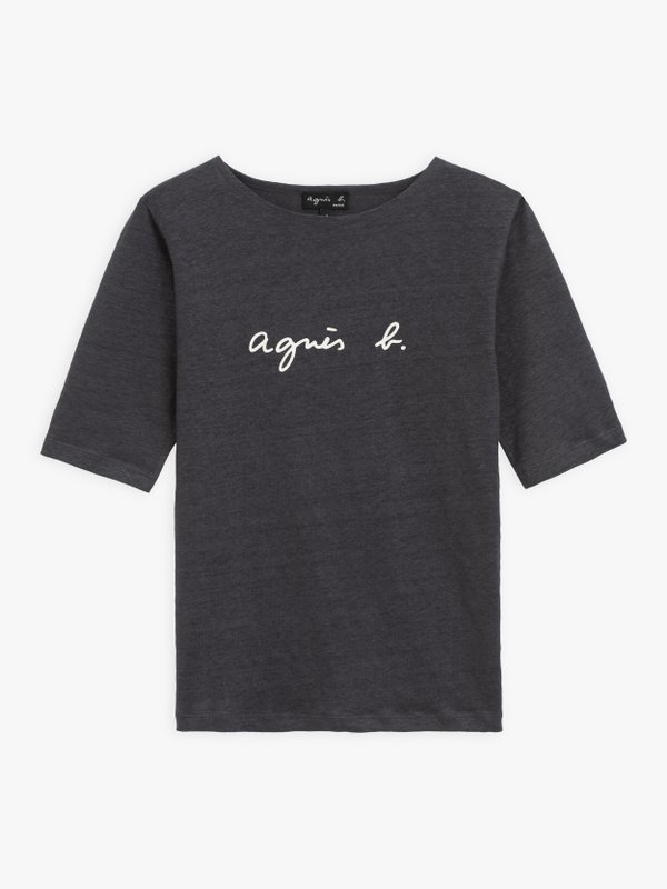 dark grey linen "agnÃ¨s b." Bow t-shirt_1